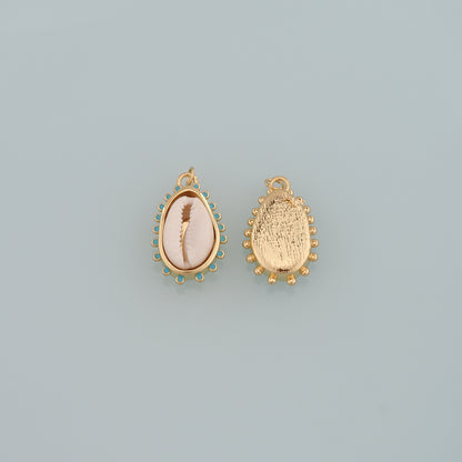Gold Ocean Charms,18K Gold Filled Cowrie Shell Pendant,Conch Shell Charm Bracelet Necklace for DIY Jewelry Making Supply