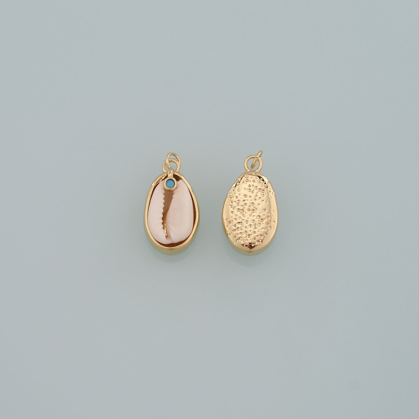 Gold Ocean Charms,18K Gold Filled Cowrie Shell Pendant,Conch Shell Charm Bracelet Necklace for DIY Jewelry Making Supply
