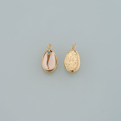 Gold Ocean Charms,18K Gold Filled Cowrie Shell Pendant,Conch Shell Charm Bracelet Necklace for DIY Jewelry Making Supply