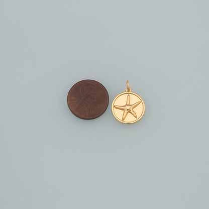 Gold Starfish Charms,18K Gold Filled Sea Star Pendant,Starfish Charm Bracelet Necklace for DIY Jewelry Making Supply
