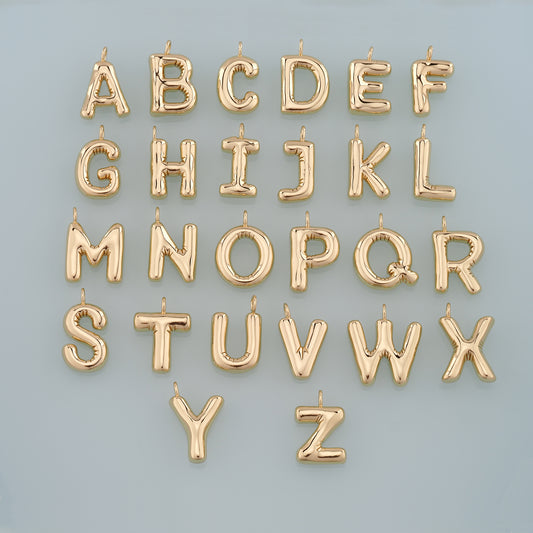 Gold letter Charms,18K Gold Filled letter Pendant,Initial Charm Bracelet Necklace for DIY Jewelry Making Supply
