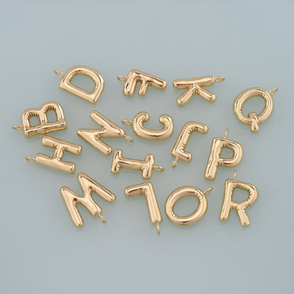 Gold letter Charms,18K Gold Filled letter Pendant,Initial Charm Bracelet Necklace for DIY Jewelry Making Supply