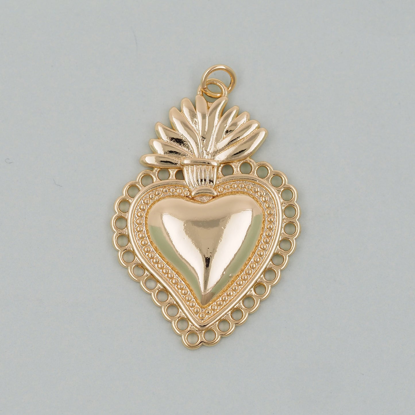 Gold Sacred Heart Charms,18K Gold Filled Sacred Heart Pendant,Religious Charm Bracelet Necklace for DIY Jewelry Making Supply