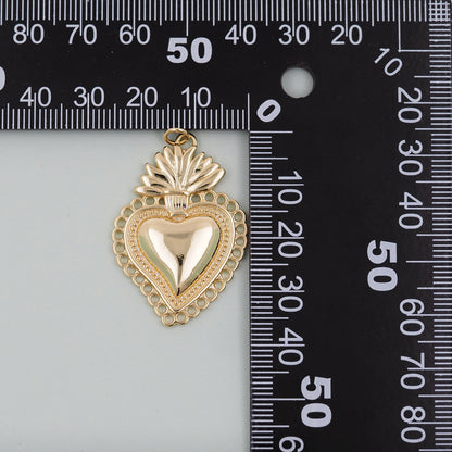 Gold Sacred Heart Charms,18K Gold Filled Sacred Heart Pendant,Religious Charm Bracelet Necklace for DIY Jewelry Making Supply