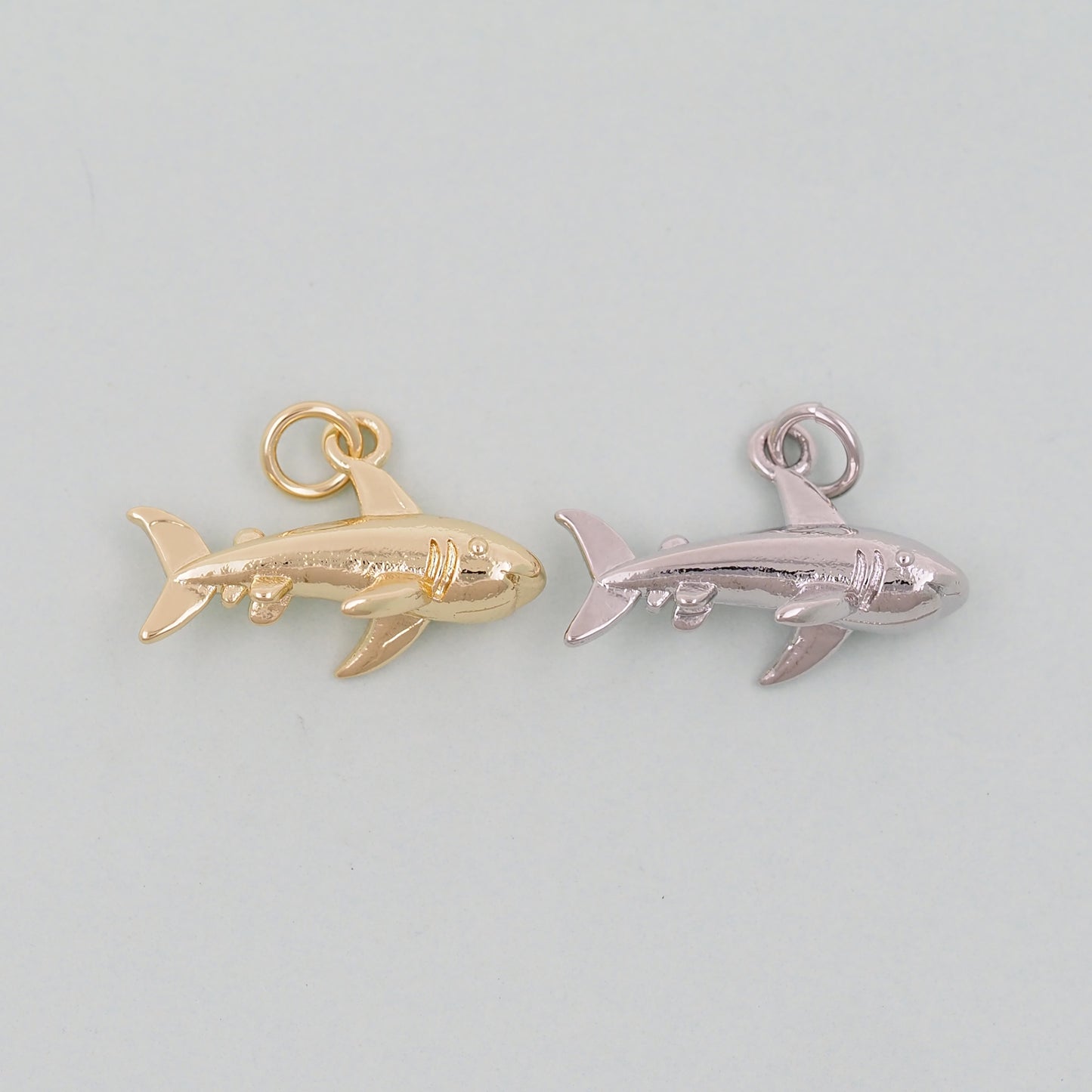 Gold Shark Charms,18K Gold Filled Shark Pendant,Silver Shark Charm Bracelet Necklace for DIY Jewelry Making Supply
