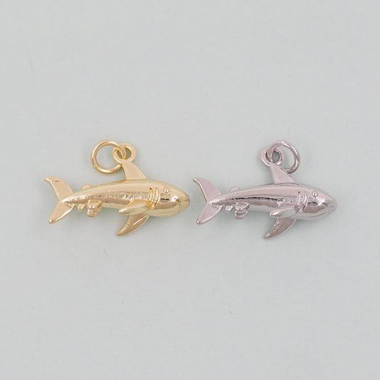 Gold Shark Charms,18K Gold Filled Shark Pendant,Silver Shark Charm Bracelet Necklace for DIY Jewelry Making Supply