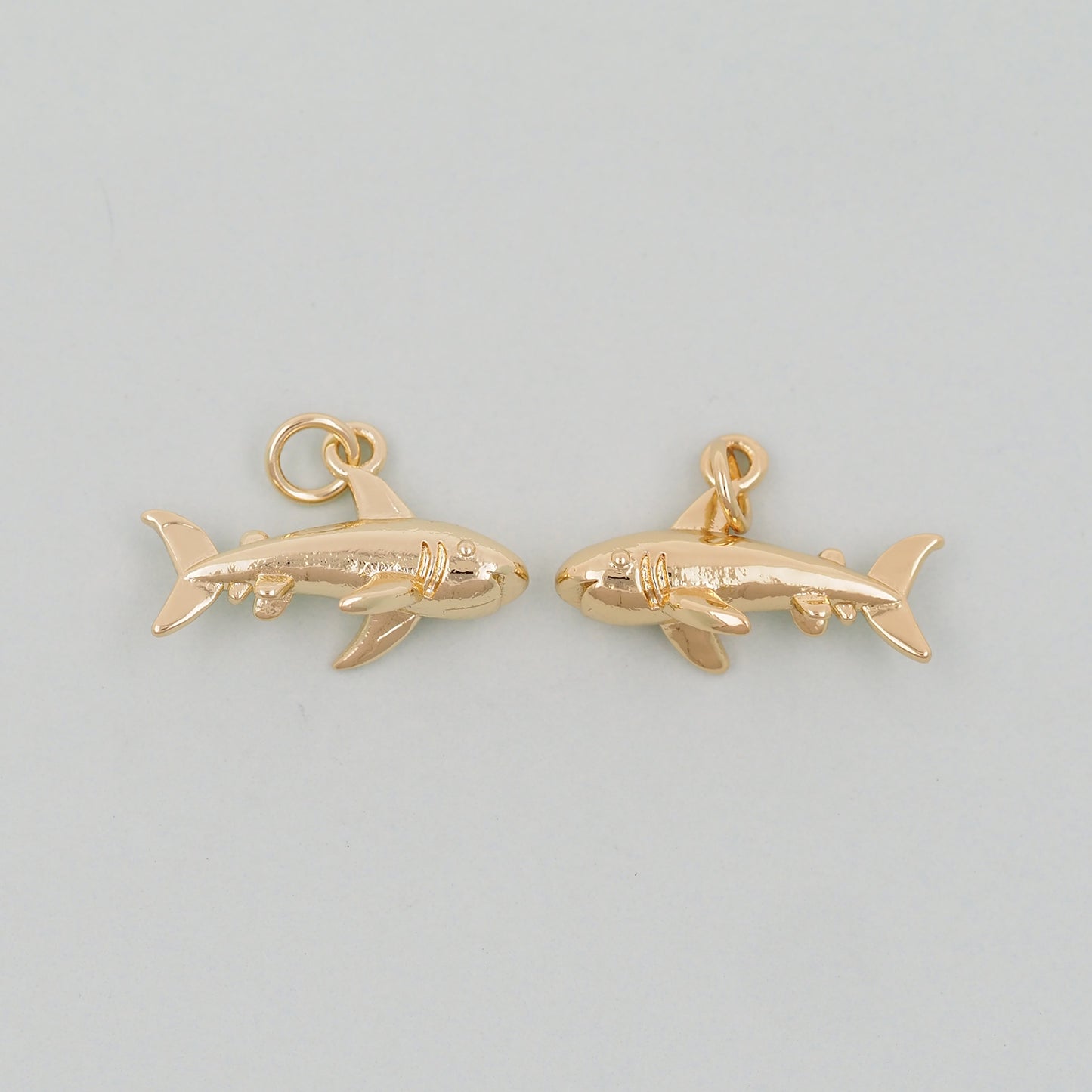 Gold Shark Charms,18K Gold Filled Shark Pendant,Silver Shark Charm Bracelet Necklace for DIY Jewelry Making Supply