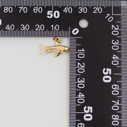 Gold Shark Charms,18K Gold Filled Shark Pendant,Silver Shark Charm Bracelet Necklace for DIY Jewelry Making Supply
