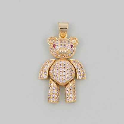 Gold Bear Charms,18K Gold Filled Bear Pendant,cute Bear Charm Bracelet Necklace for DIY Jewelry Making Supply