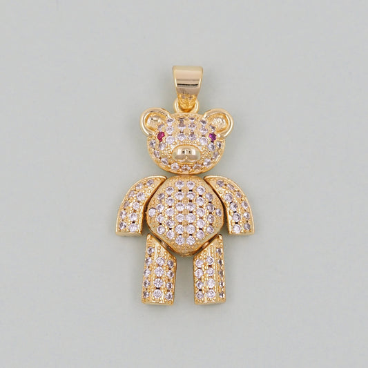 Gold Bear Charms,18K Gold Filled Bear Pendant,cute Bear Charm Bracelet Necklace for DIY Jewelry Making Supply