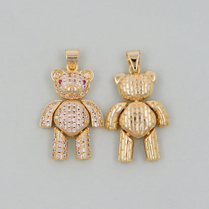 Gold Bear Charms,18K Gold Filled Bear Pendant,cute Bear Charm Bracelet Necklace for DIY Jewelry Making Supply