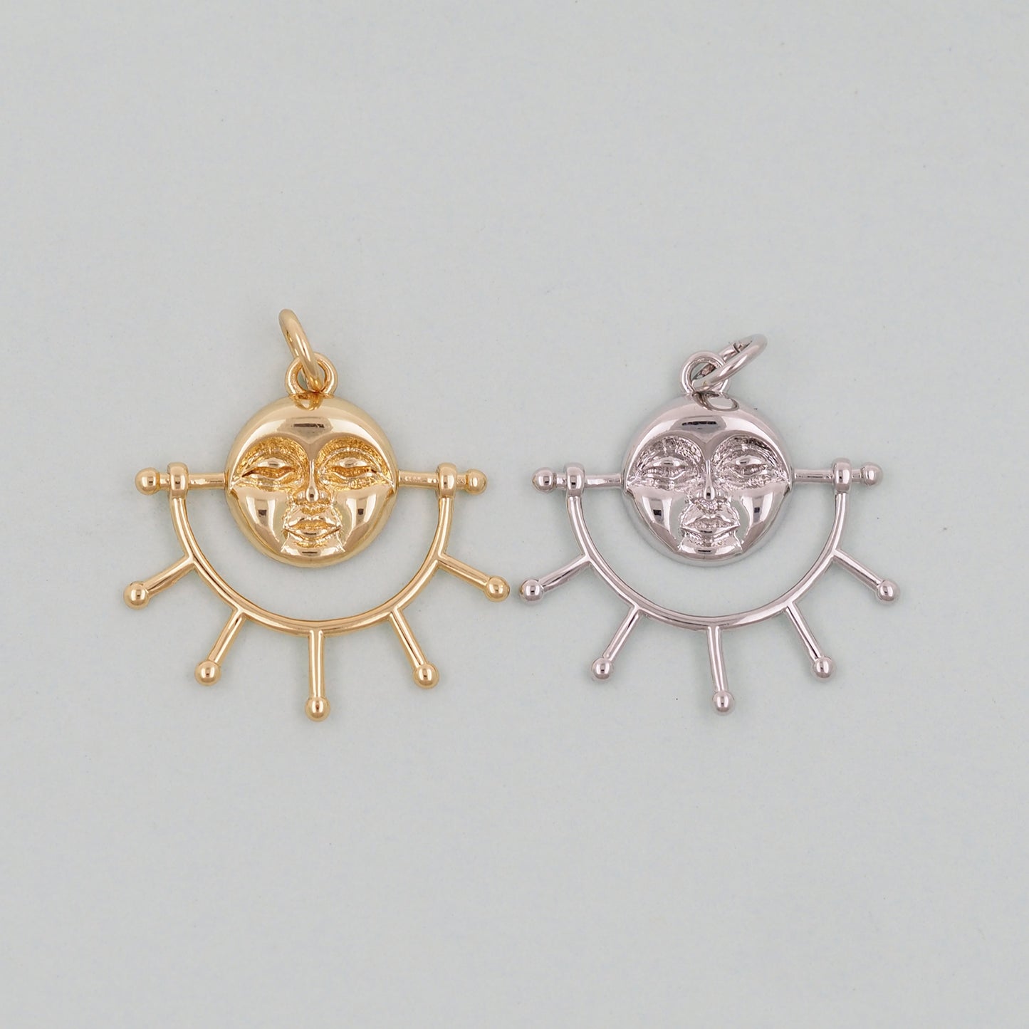 Gold Sun Charms,18K Gold Filled Sun Pendant,celestial Charm Bracelet Necklace for DIY Jewelry Making Supply