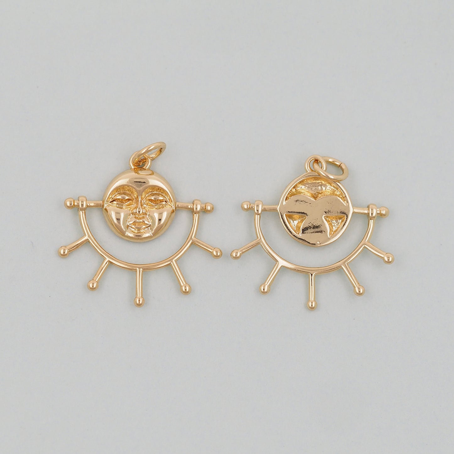 Gold Sun Charms,18K Gold Filled Sun Pendant,celestial Charm Bracelet Necklace for DIY Jewelry Making Supply