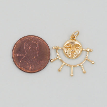 Gold Sun Charms,18K Gold Filled Sun Pendant,celestial Charm Bracelet Necklace for DIY Jewelry Making Supply