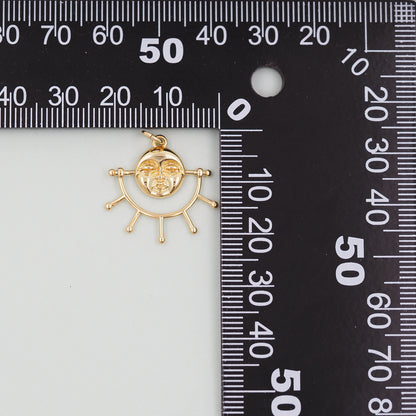 Gold Sun Charms,18K Gold Filled Sun Pendant,celestial Charm Bracelet Necklace for DIY Jewelry Making Supply