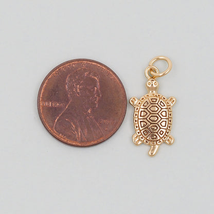 Gold Turtle Charms,18K Gold Filled Turtle Pendant,Turtle Charm Bracelet Necklace for DIY Jewelry Making Supply