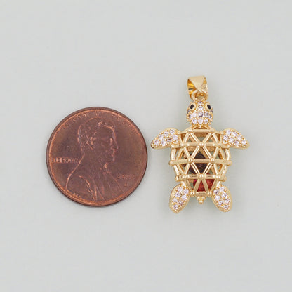 Gold Turtle Charms,18K Gold Filled Turtle Pendant,Turtle Charm Bracelet Necklace for DIY Jewelry Making Supply