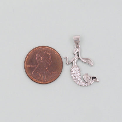 Gold Mermaid Charms,18K Gold Filled Tail Pendant,CZ Micro Pave Mermaid Tail Charm Bracelet Necklace for DIY Jewelry Making Supply