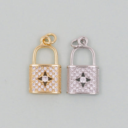 Gold Key Lock Charms,18K Gold Filled Key Pendant,Heart Lock Charm Bracelet Necklace for DIY Jewelry Making Supply