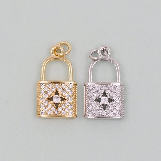 Gold Key Lock Charms,18K Gold Filled Key Pendant,Heart Lock Charm Bracelet Necklace for DIY Jewelry Making Supply
