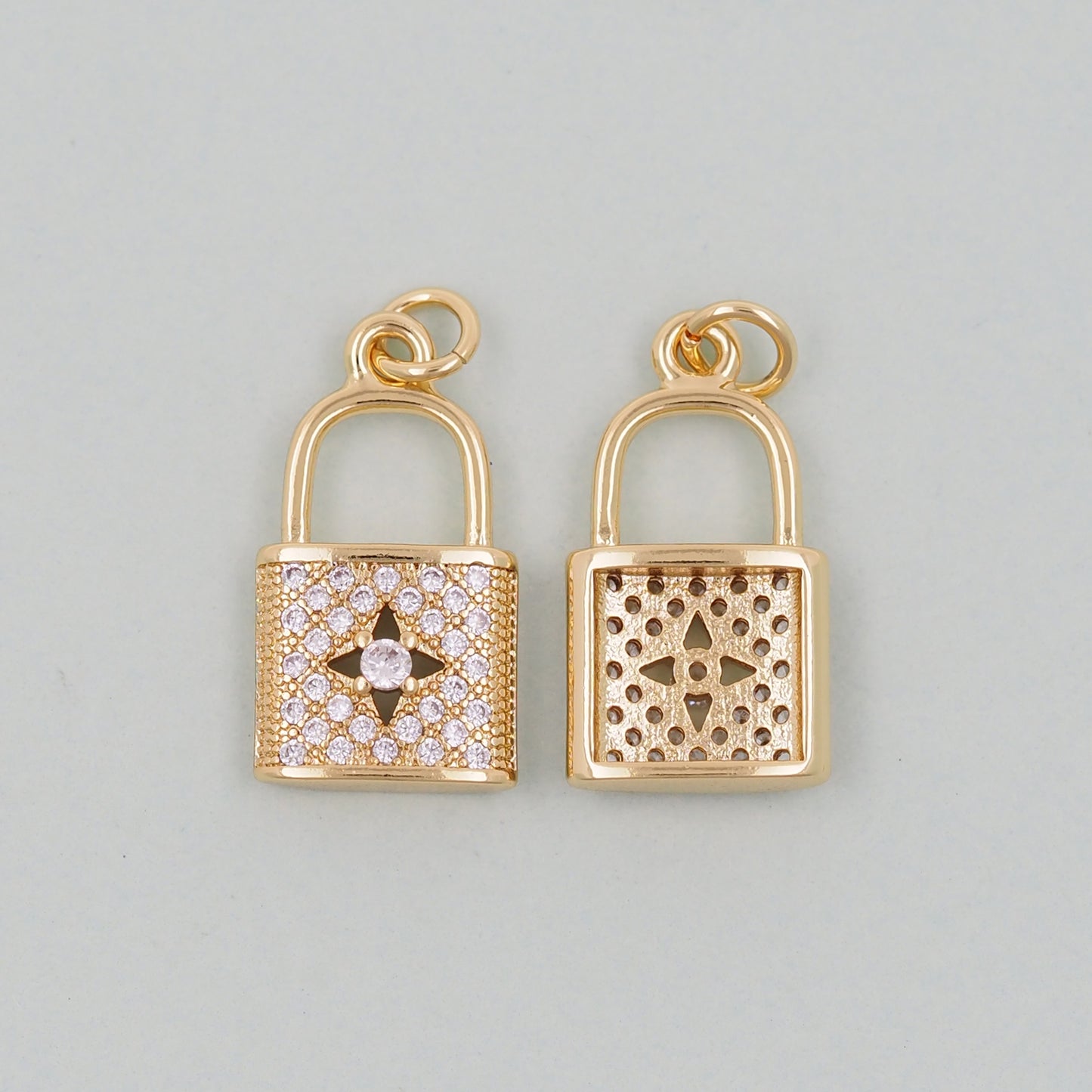 Gold Key Lock Charms,18K Gold Filled Key Pendant,Heart Lock Charm Bracelet Necklace for DIY Jewelry Making Supply