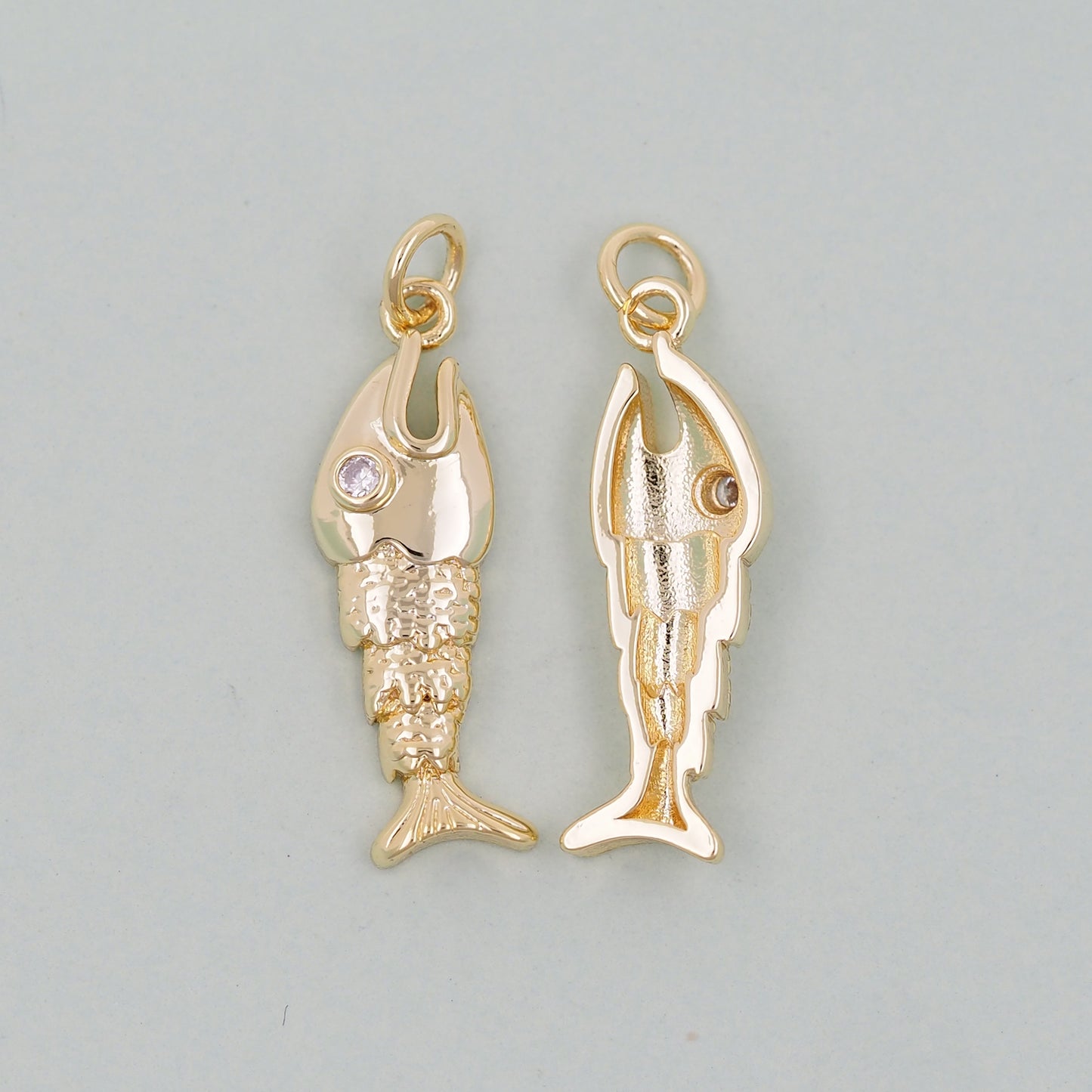 Gold Fish Charms,18K Gold Filled CZ Fish Pendant,Fish Charm Bracelet Necklace for DIY Jewelry Making Supply