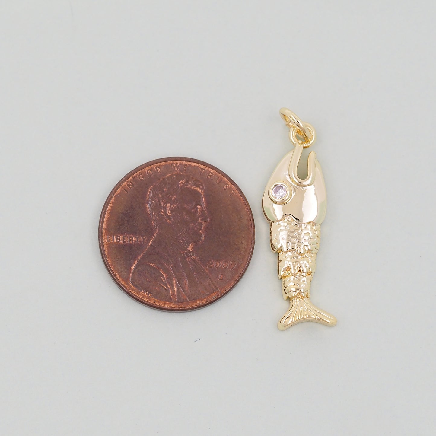 Gold Fish Charms,18K Gold Filled CZ Fish Pendant,Fish Charm Bracelet Necklace for DIY Jewelry Making Supply