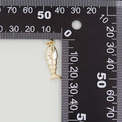 Gold Fish Charms,18K Gold Filled CZ Fish Pendant,Fish Charm Bracelet Necklace for DIY Jewelry Making Supply