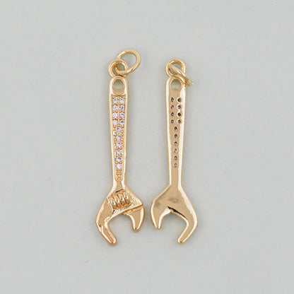 Gold Wrench Charms,18K Gold Filled Wrench Pendant,Wrench Charm Bracelet Necklace for DIY Jewelry Making Supply