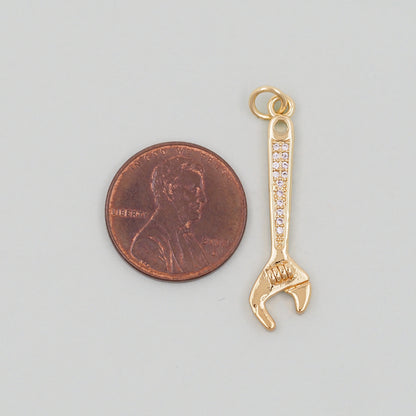 Gold Wrench Charms,18K Gold Filled Wrench Pendant,Wrench Charm Bracelet Necklace for DIY Jewelry Making Supply