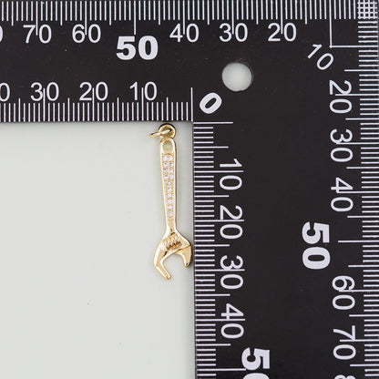 Gold Wrench Charms,18K Gold Filled Wrench Pendant,Wrench Charm Bracelet Necklace for DIY Jewelry Making Supply
