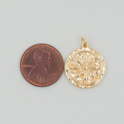 Gold Flowers Charms,18K Gold Filled Flowers Pendant,Flowers Charm Bracelet Necklace for DIY Jewelry Making Supply