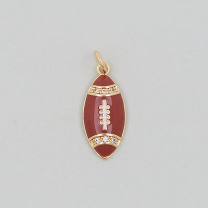 Gold Football Charms,18K Gold Filled Football Pendant,Football Charm Bracelet Necklace for DIY Jewelry Making Supply