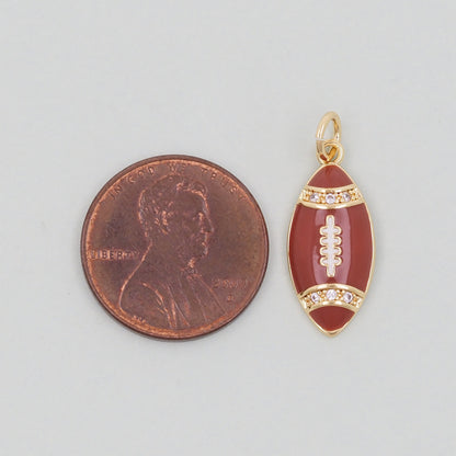 Gold Football Charms,18K Gold Filled Football Pendant,Football Charm Bracelet Necklace for DIY Jewelry Making Supply