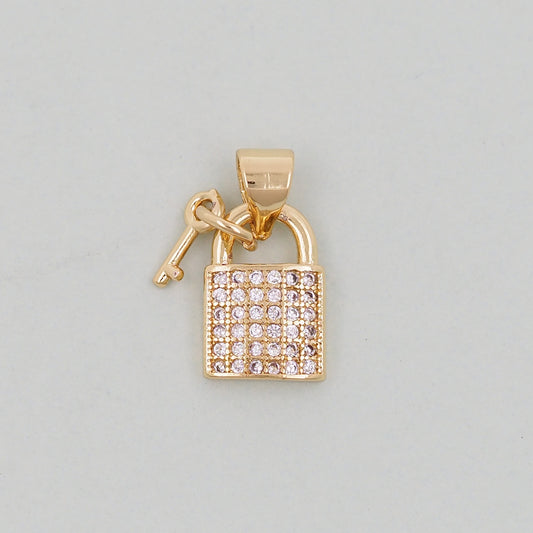 Gold Key Lock Charms,18K Gold Filled Key Pendant,Lock Charm Bracelet Necklace for DIY Jewelry Making Supply