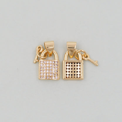 Gold Key Lock Charms,18K Gold Filled Key Pendant,Lock Charm Bracelet Necklace for DIY Jewelry Making Supply