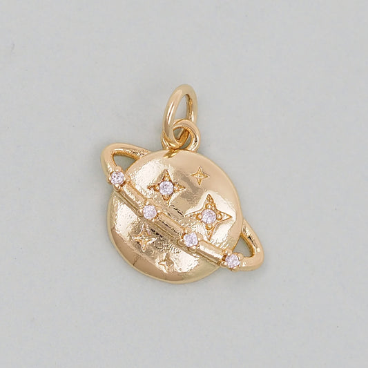 Gold Saturn Charms,18K Gold Filled Saturn Pendant,Silver Celestial Charm Bracelet Necklace for DIY Jewelry Making Supply