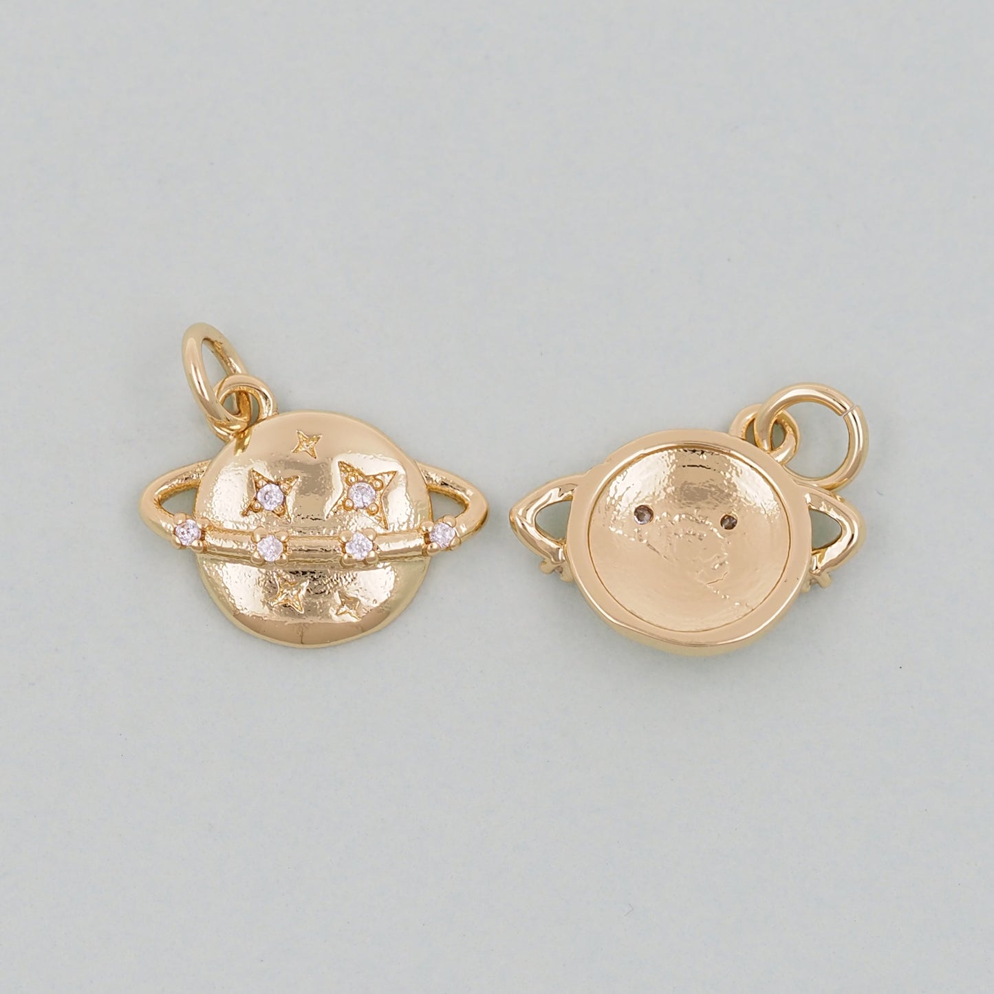 Gold Saturn Charms,18K Gold Filled Saturn Pendant,Silver Celestial Charm Bracelet Necklace for DIY Jewelry Making Supply
