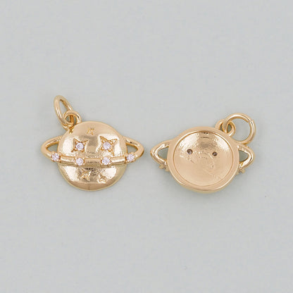Gold Saturn Charms,18K Gold Filled Saturn Pendant,Silver Celestial Charm Bracelet Necklace for DIY Jewelry Making Supply