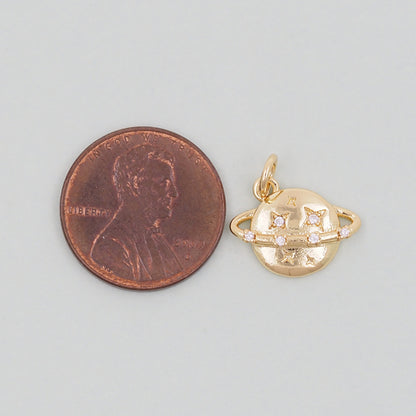 Gold Saturn Charms,18K Gold Filled Saturn Pendant,Silver Celestial Charm Bracelet Necklace for DIY Jewelry Making Supply