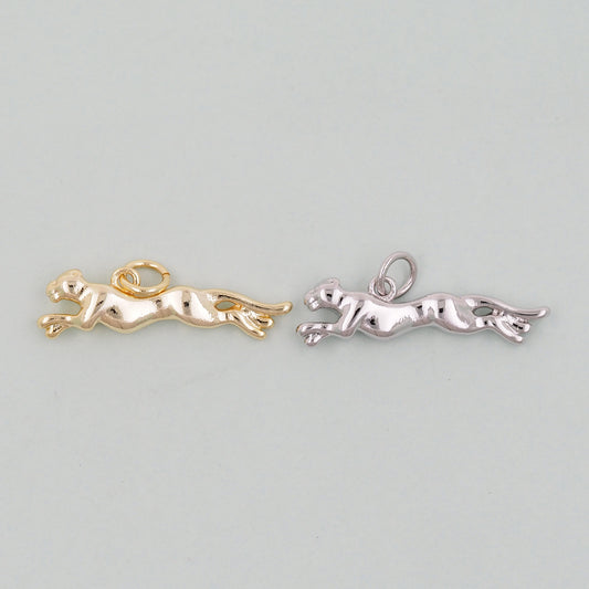 Gold leopard Charms,18K Gold Filled leopard Pendant,leopard Charm Bracelet Necklace for DIY Jewelry Making Supply
