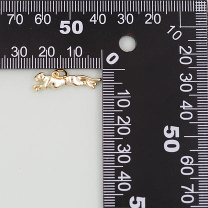 Gold leopard Charms,18K Gold Filled leopard Pendant,leopard Charm Bracelet Necklace for DIY Jewelry Making Supply