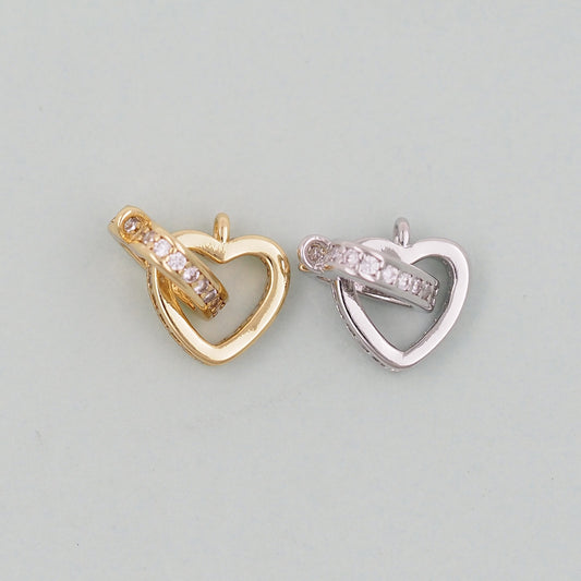 Gold Heart Charms,18K Gold Filled Heart Pendant,Heart Charm Bracelet Necklace for DIY Jewelry Making Supply