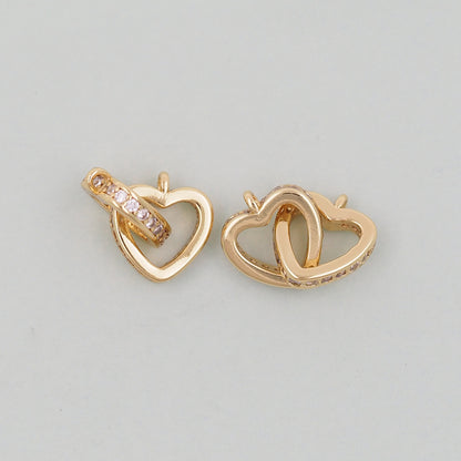 Gold Heart Charms,18K Gold Filled Heart Pendant,Heart Charm Bracelet Necklace for DIY Jewelry Making Supply