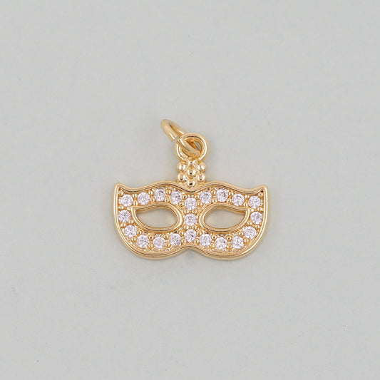 Gold mask Charms,18K Gold Filled Mask Pendant,Mask Masquerade Charm Bracelet Necklace for DIY Jewelry Making Supply