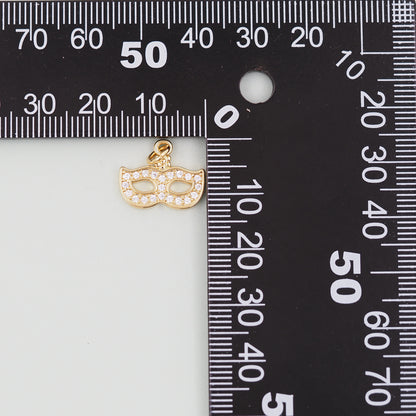 Gold mask Charms,18K Gold Filled Mask Pendant,Mask Masquerade Charm Bracelet Necklace for DIY Jewelry Making Supply