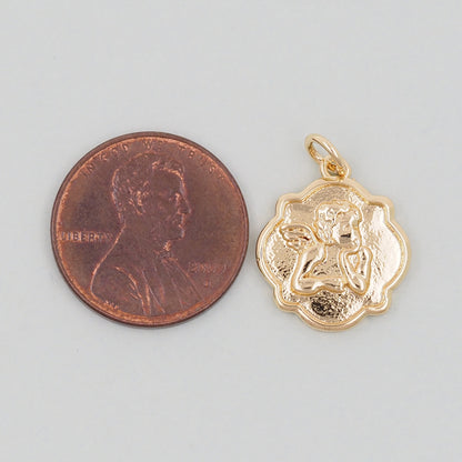 Gold Angel Charms,18K Gold Filled Angel Pendant,Angel Charm Bracelet Necklace for DIY Jewelry Making Supply
