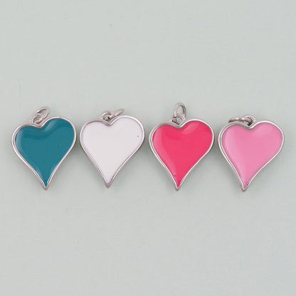 Gold Heart Charms,18K Gold Filled Heart Pendant,Enamel Heart Charm Bracelet Necklace for DIY Jewelry Making Supply