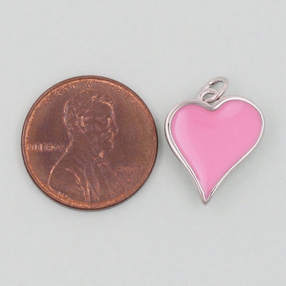 Gold Heart Charms,18K Gold Filled Heart Pendant,Enamel Heart Charm Bracelet Necklace for DIY Jewelry Making Supply
