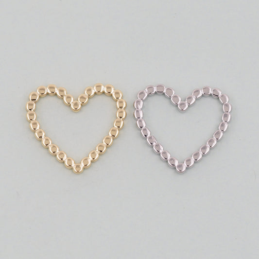 Gold Heart Charms,18K Gold Filled Heart Pendant,Heart Charm Bracelet Necklace for DIY Jewelry Making Supply